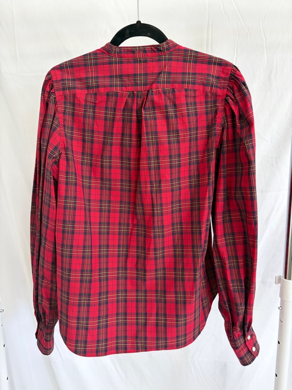 Polo by Ralph Lauren Red Plaid Puff-Sleeve Button-Down Top - Picture 4 of 5